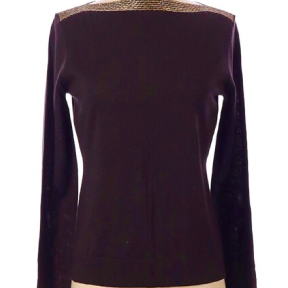 Worth New York Brown Top with Gold Detailing